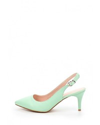 Голубые кожаные босоножки на каблуке от Wilmar