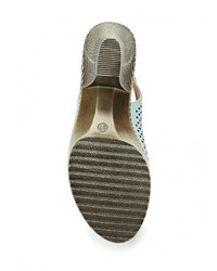 Голубые кожаные босоножки на каблуке от Wilmar