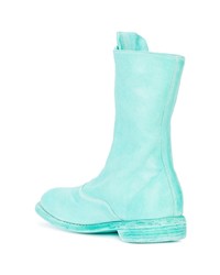 Голубые кожаные ботильоны от Guidi