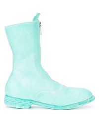 Голубые кожаные ботильоны от Guidi