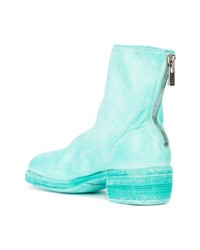 Голубые кожаные ботильоны от Guidi