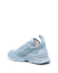 Мужские голубые кожаные высокие кеды от Bally