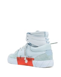 Мужские голубые кожаные высокие кеды от Off-White