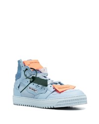 Мужские голубые кожаные высокие кеды от Off-White