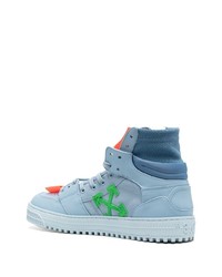Мужские голубые кожаные высокие кеды от Off-White