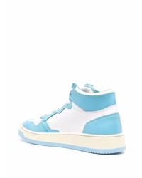 Мужские голубые кожаные высокие кеды от AUTRY