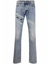 Мужские голубые кожаные джинсы от Just Cavalli
