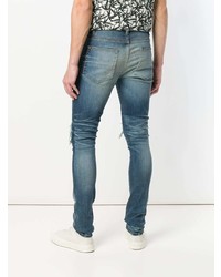 Мужские голубые кожаные джинсы от Amiri