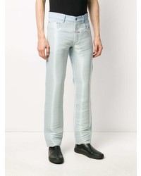 Мужские голубые кожаные джинсы от Zilver