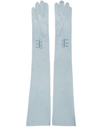 Голубые кожаные длинные перчатки от Erdem