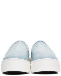 Женские голубые кожаные кеды с принтом от Kenzo