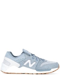 Мужские голубые кожаные кеды от New Balance