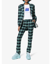 Голубые кожаные кроссовки на танкетке от Buffalo