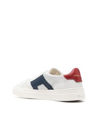 Мужские голубые кожаные низкие кеды от Santoni