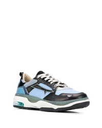 Мужские голубые кожаные низкие кеды от Premiata