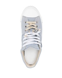 Мужские голубые кожаные низкие кеды от Maison Margiela