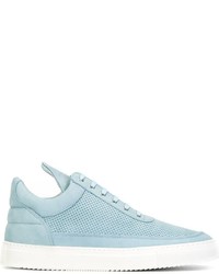 Мужские голубые кожаные низкие кеды от Filling Pieces