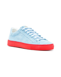 Мужские голубые кожаные низкие кеды от Hide&Jack