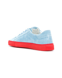 Мужские голубые кожаные низкие кеды от Hide&Jack