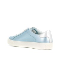 Женские голубые кожаные низкие кеды от Karl Lagerfeld