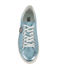 Женские голубые кожаные низкие кеды от Karl Lagerfeld