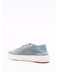 Мужские голубые кожаные низкие кеды от Santoni