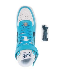 Мужские голубые кожаные низкие кеды от A Bathing Ape