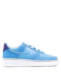 Мужские голубые кожаные низкие кеды от Nike