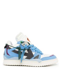 Мужские голубые кожаные низкие кеды от Off-White