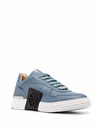 Мужские голубые кожаные низкие кеды от Philipp Plein