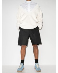 Мужские голубые кожаные низкие кеды от Maison Margiela