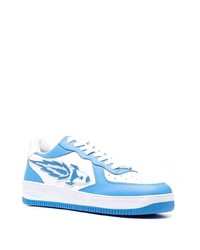 Мужские голубые кожаные низкие кеды от Enterprise Japan