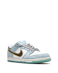 Мужские голубые кожаные низкие кеды от Nike