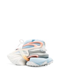 Мужские голубые кожаные низкие кеды от Balmain