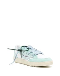 Мужские голубые кожаные низкие кеды от Off-White