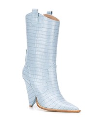 Голубые кожаные полусапоги от Aldo Castagna