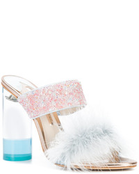 Голубые кожаные сабо с украшением от Sophia Webster