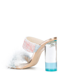 Голубые кожаные сабо с украшением от Sophia Webster