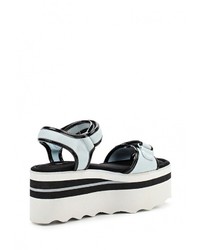 Голубые кожаные сандалии на плоской подошве от Mango