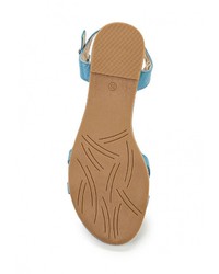 Голубые кожаные сандалии на плоской подошве от Vitacci