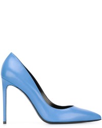 Голубые кожаные туфли от Saint Laurent