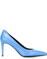 Голубые кожаные туфли от Saint Laurent