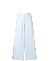 Голубые кожаные широкие брюки от Drome