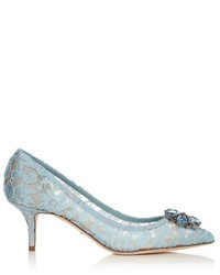 Голубые кружевные туфли с украшением