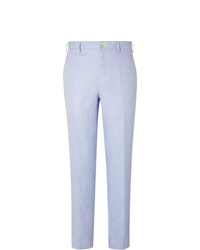 Мужские голубые льняные классические брюки от Anderson & Sheppard