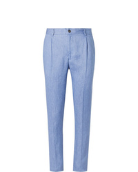 Мужские голубые льняные классические брюки от Tod's