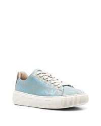 Мужские голубые низкие кеды из плотной ткани от Versace