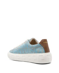 Мужские голубые низкие кеды из плотной ткани от Versace