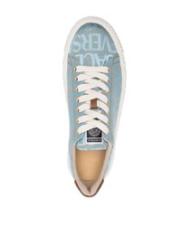 Мужские голубые низкие кеды из плотной ткани от Versace