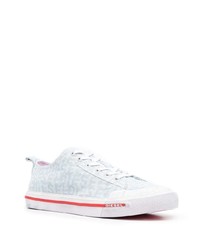 Мужские голубые низкие кеды с принтом от Diesel